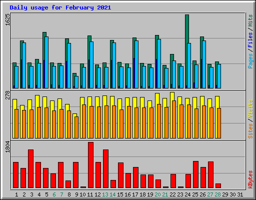 Daily usage for February 2021