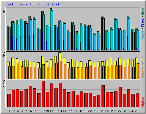 Daily usage for August 2021