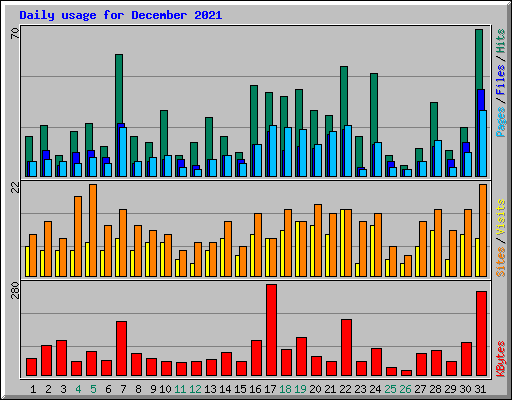 Daily usage for December 2021