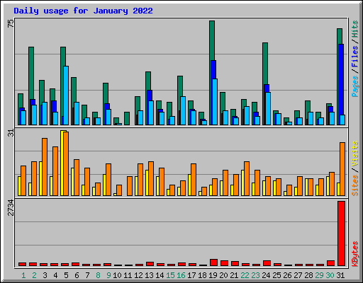 Daily usage for January 2022